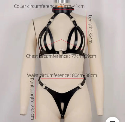 Matte Leather Lingerie Set