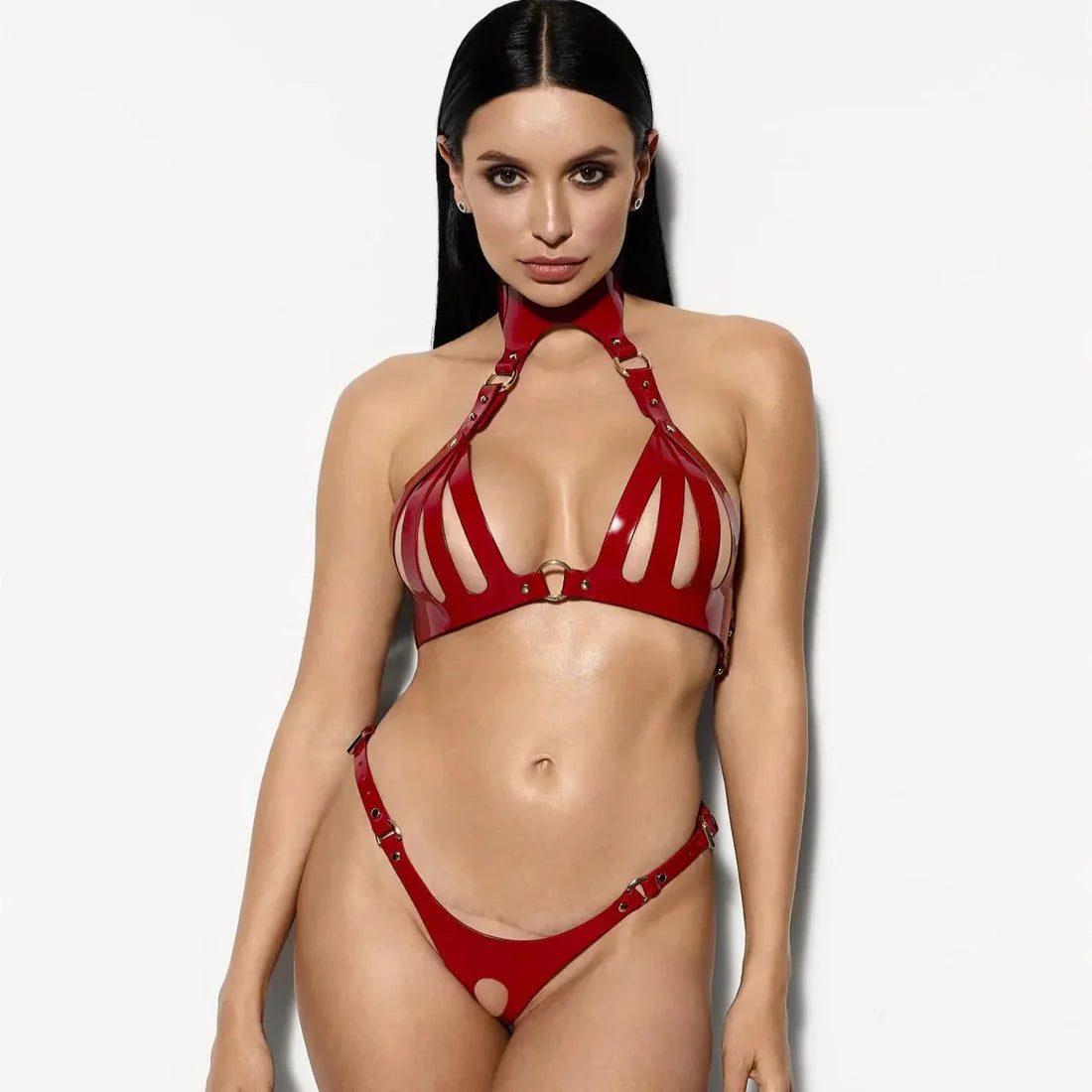 Matte Leather Lingerie Set