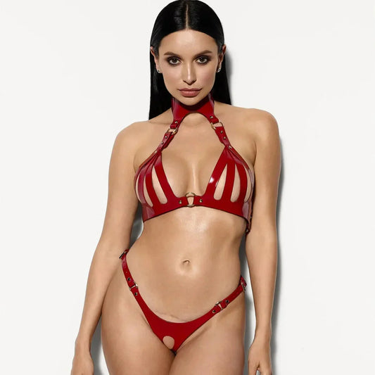 Matte Leather Lingerie Set