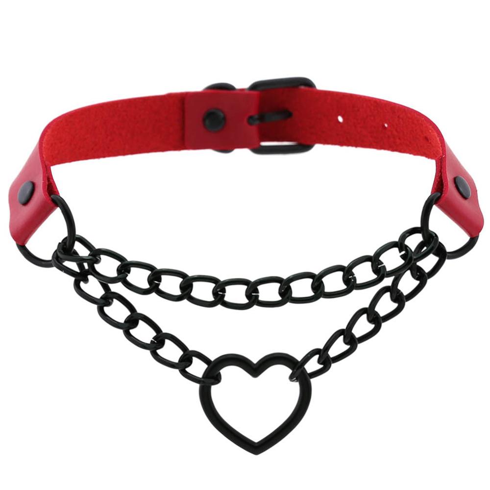 Black Leather Heart Collar