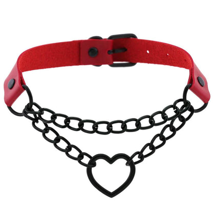 Black Leather Heart Collar