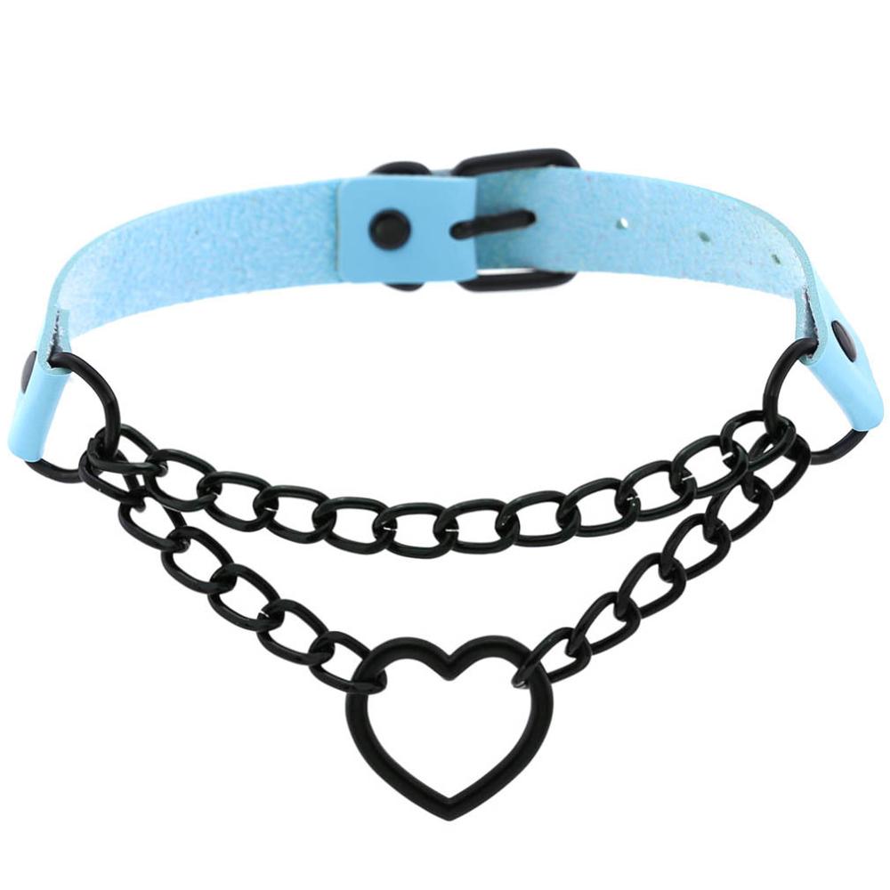 Black Leather Heart Collar