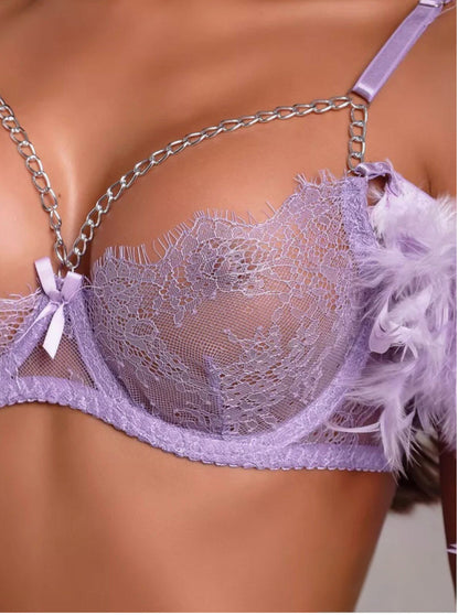 Luxe Plume Lingeroe Set- Lavender